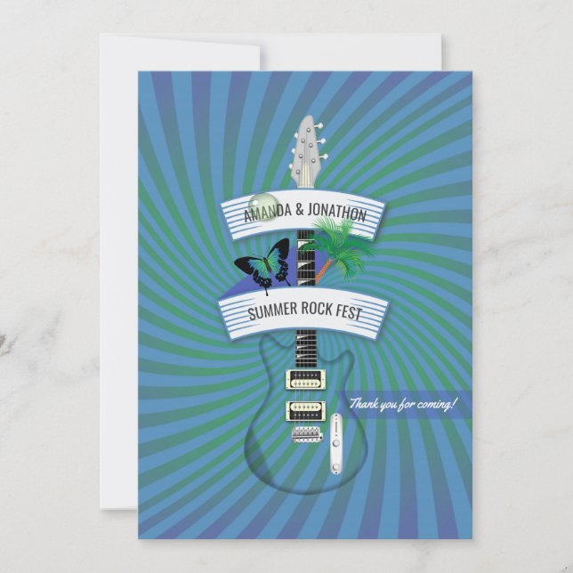 Summer Rock Festival Wedding Dankeskarte (Vorderseite)