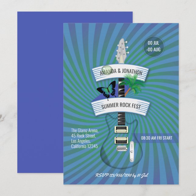 Summer Rock Festival Wedding Einladung (Vorne/Hinten)