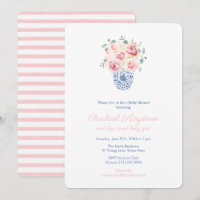 Summer Rose Blue and White Vase Girl Babydusche
