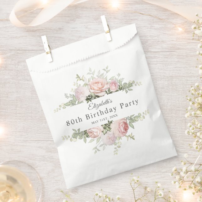 Summer Rose Garden 80. Geburtstagsparty Geschenktütchen (Ausgeschnitten)