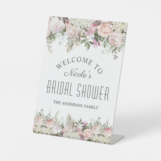 Summer Rose Garden Brautparty Willkommen Sockelschild (Vorderseite)