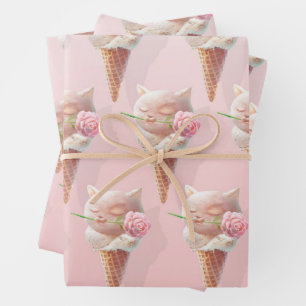 Summer Rose Ice Creme Geschenkpapier Set