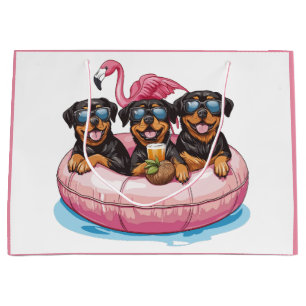 Summer Rottweiler Hunde Flamingo Pool Tube Große Geschenktüte