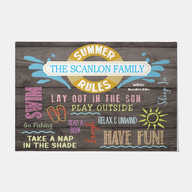 Summer Rules Personalized Mat, Pool Family  Fußmatte (Vorderseite)
