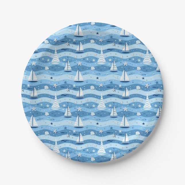 Summer Sailboats Beach Pool Party Paper Teller (Vorderseite)