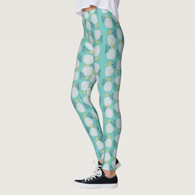 Summer Sand Dollar Botanisches Beach Pattern Leggings (Links)