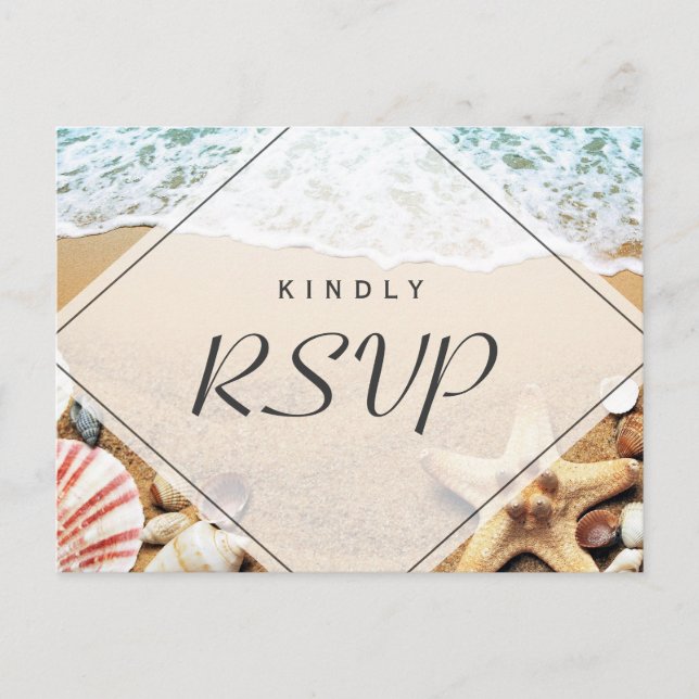 Summer Sandy Beach Starfish Seashell UAWG Reply Einladungspostkarte (Vorderseite)