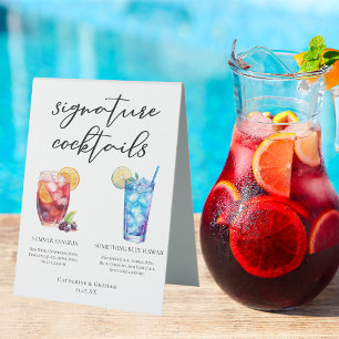 Summer Sangria Blue Beach Signature Cocktails Menü Tischaufsteller