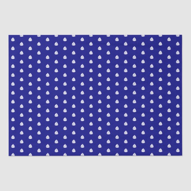 Summer Sea Nautical Relief boat Pattern on Navy Bl Seidenpapier (Vorderseite)