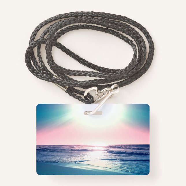 Summer Sea Sunset Tropical Beach Foto Ausweis (Vorderseite mit Schlüsselband)