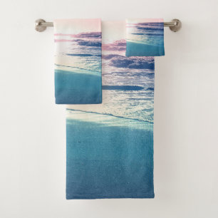 Summer Sea Sunset Tropical Beach Foto Badhandtuch Set