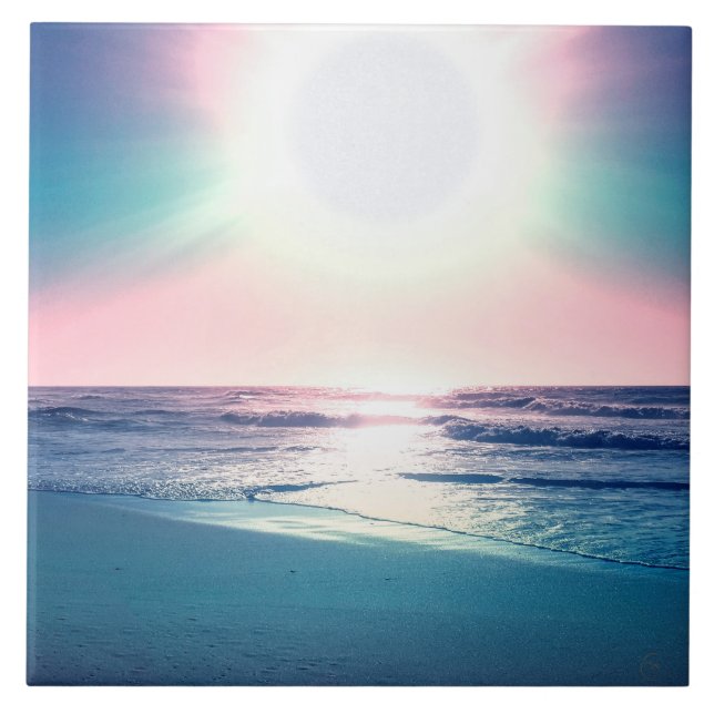 Summer Sea Sunset Tropical Beach Foto Fliese (Vorderseite)