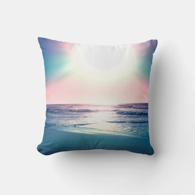 Summer Sea Sunset Tropical Beach Foto Kissen (Vorderseite)