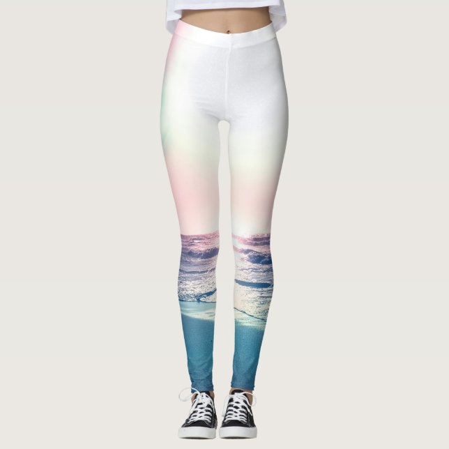 Summer Sea Sunset Tropical Beach Foto Leggings (Vorderseite)