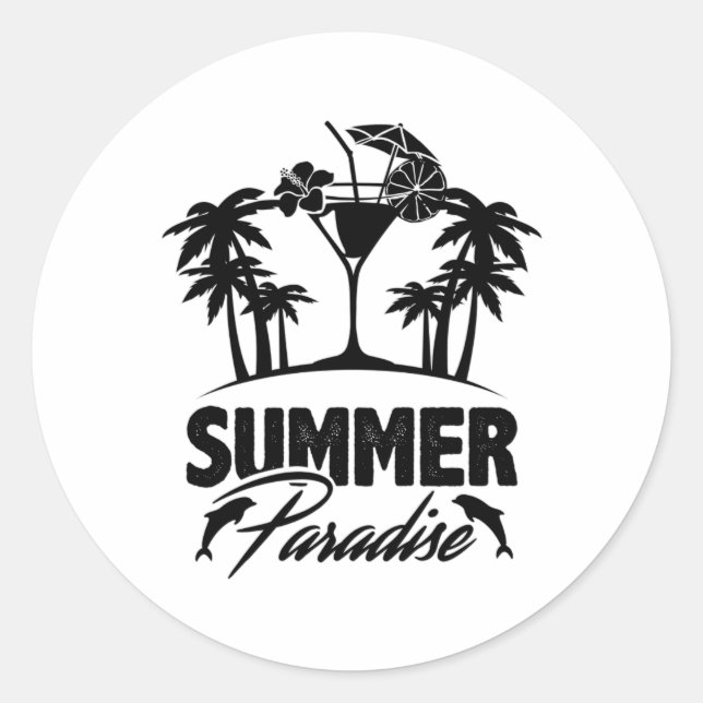 Summer Sea Vacation Surf Beach Sonniges Geschenk I Runder Aufkleber (Vorderseite)