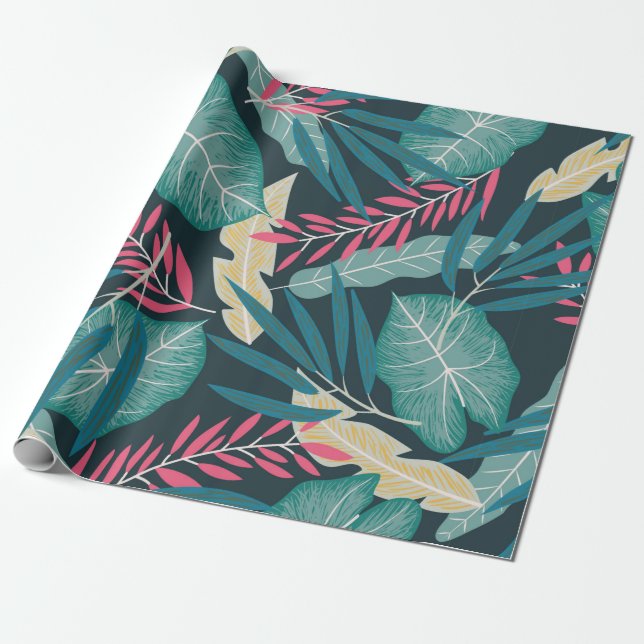 Summer seamless pattern with colorful tropical lea geschenkpapier (Ungerollt)
