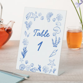 Summer Seashells Frame Beach Wedding Blue Sockelschild