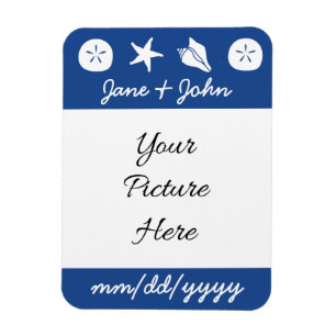 Summer Seashells in Blue Rett-the-Date Magnet