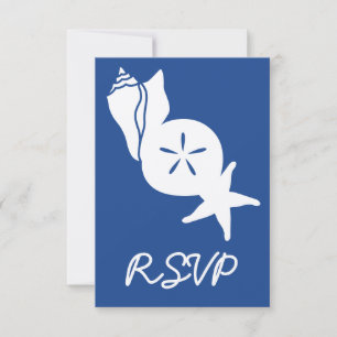 Summer Seashells in Blue RSVP Card Karte
