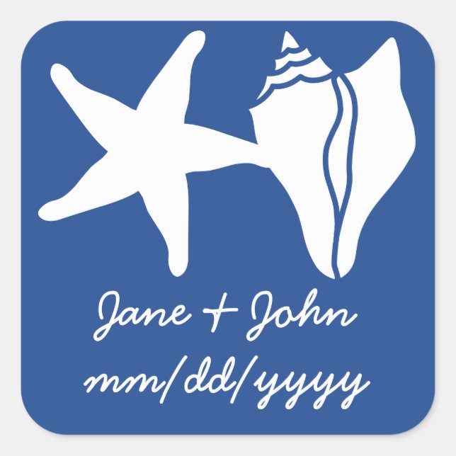 Summer Seashells in Blue Sticker (Vorderseite)
