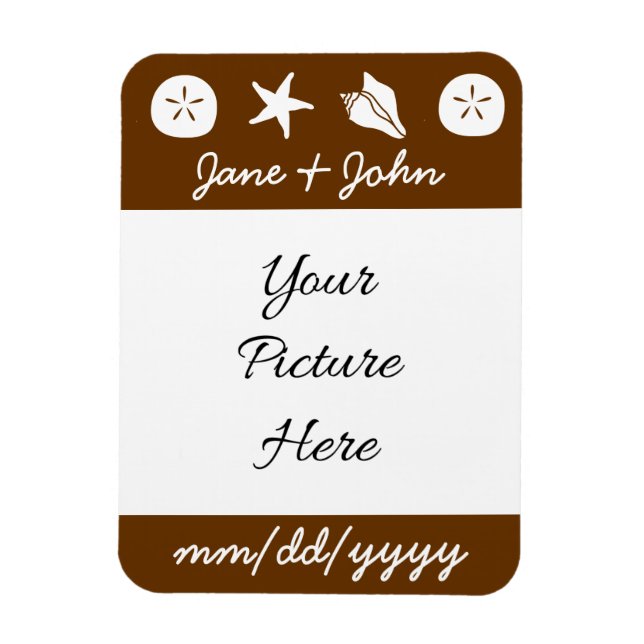 Summer Seashells in Chocolate Rett-the-Date Magnet (Vertikal)