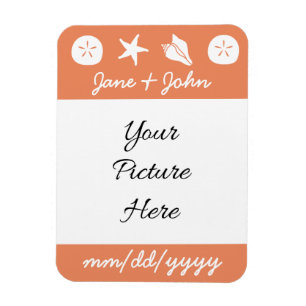 Summer Seashells in Coral Rett-the-Date Magnet