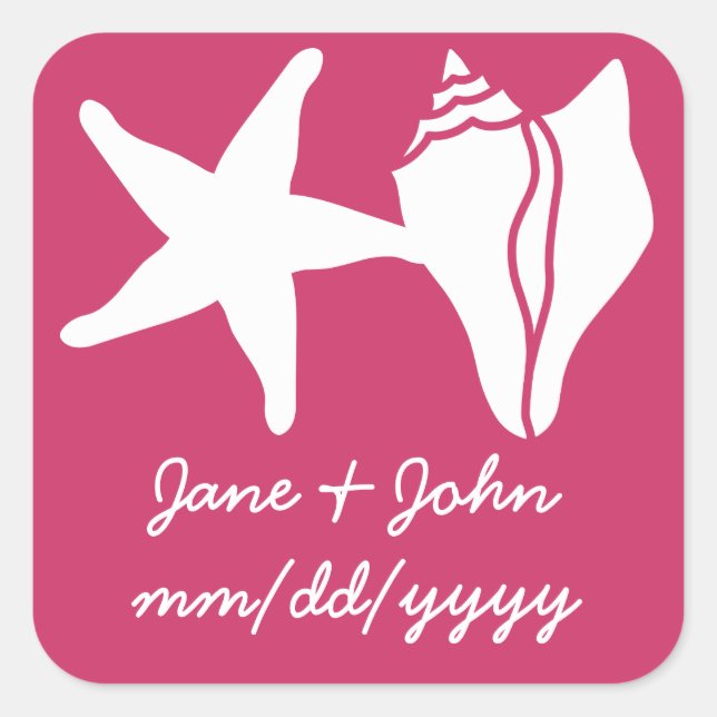 Summer Seashells in Raspberry Sticker (Vorderseite)