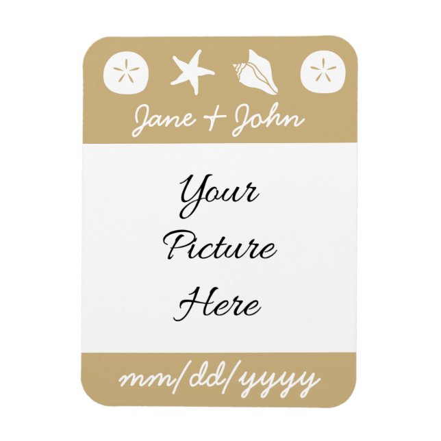 Summer Seashells in Sand Rett-the-Date Magnet (Vertikal)