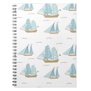 Summer Seatime Cute yachts with sail Notizblock