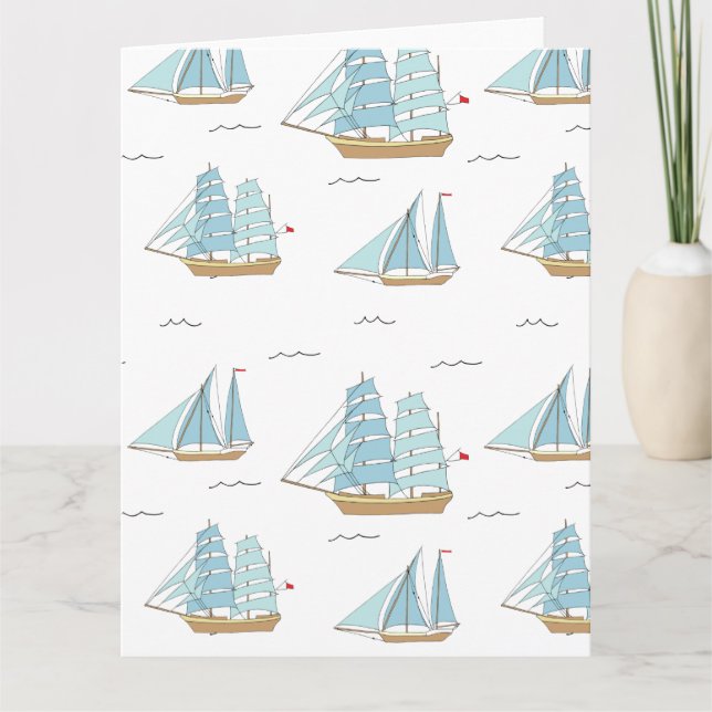 Summer Seatime Niedliche Yachten mit Segel Karte (Vorderseite)