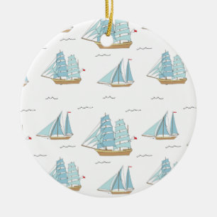 Summer Seatime Niedliche Yachten mit Segel Keramik Ornament