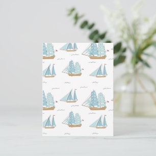 Summer Seatime Niedliche Yachten mit Segel Postkarte