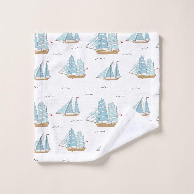 Summer Seatime Niedliche Yachten mit Segel Waschlappen (Waschlappen)