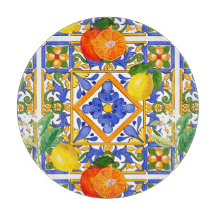 Summer ,Sicilian tiles ,citrus,oranges,majolica Schneidebrett