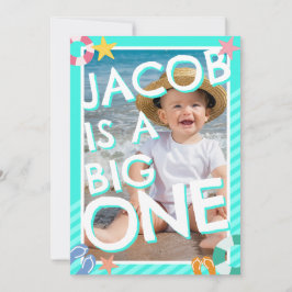 Summer Sky Blue Boys 1. Geburtstag Einladung