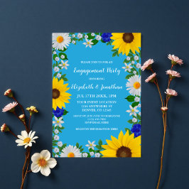 Summer Sky Blue Flora Engagement Party Einladung