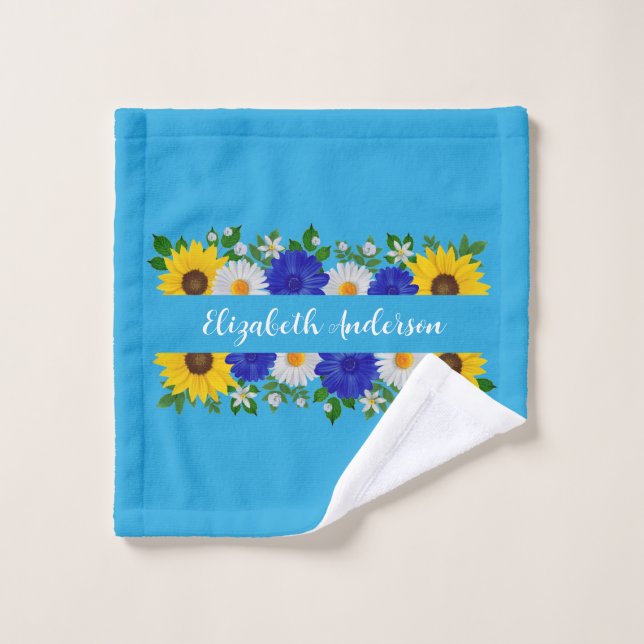 Summer Sky Blue Floral Waschlappen (Waschlappen)