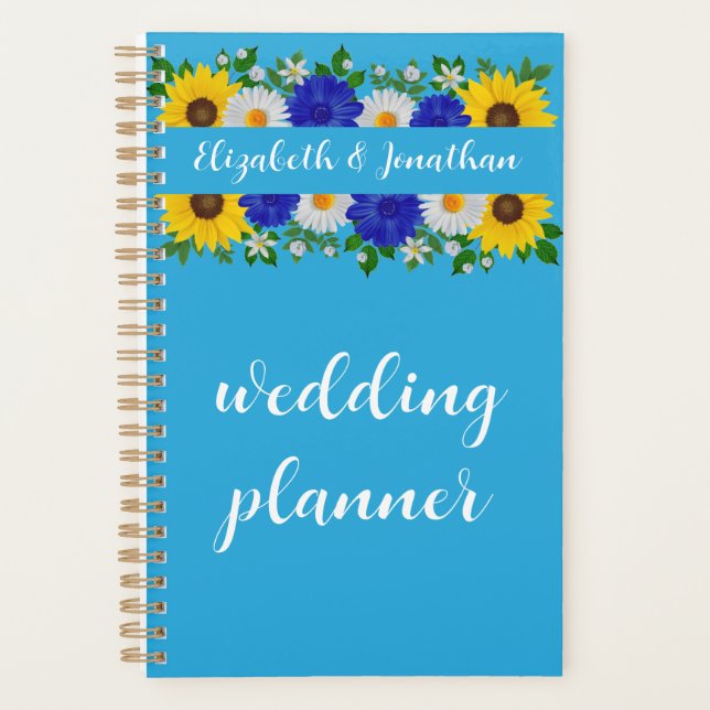 Summer Sky Blue Floral Wedding Planer (Vorderseite)