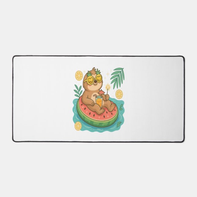 Summer Sloth Pool Floating Schreibtischunterlage (Vorderseite)