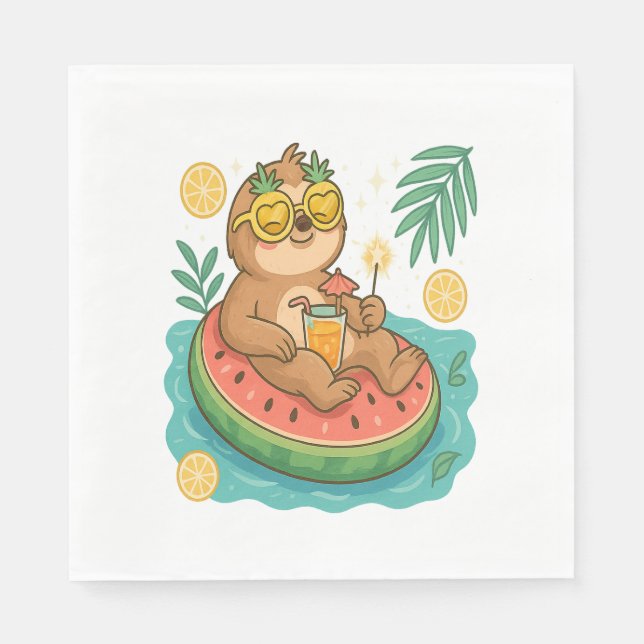 Summer Sloth Pool Floating Serviette (Vorderseite)