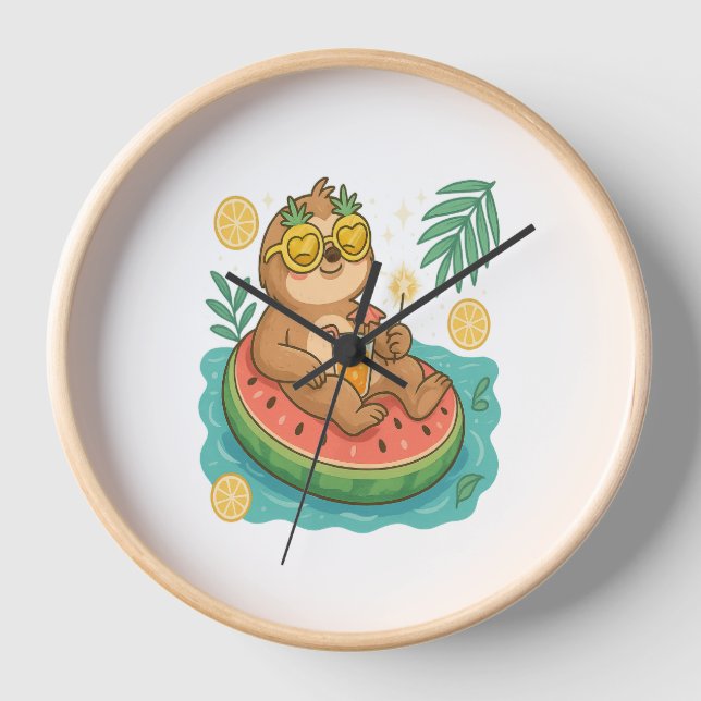 Summer Sloth Pool Floating Uhr (Vorderseite)