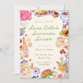 Summer Soiree Einladung Handgezogenes Lebensmittel