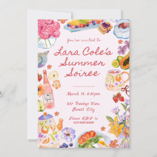Summer Soiree Einladung Handgezogenes Lebensmittel