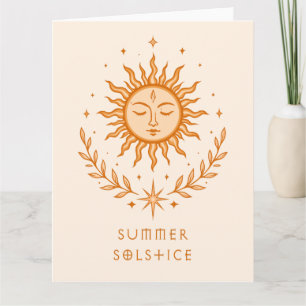 Summer Solstice Celestial Sun Face Botanical Art Karte