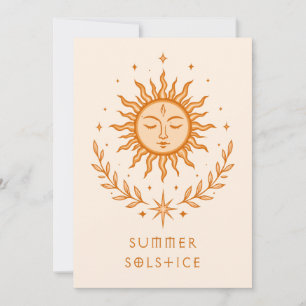 Summer Solstice Celestial Sun Face Botanical Art Karte