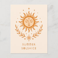 Summer Solstice Celestial Sun Face Botanical Art