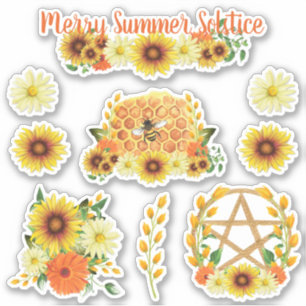 Summer Solstice Sonnenblume Honey Bee Pagan Kinder Aufkleber