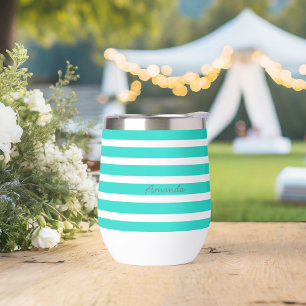 Summer Splash Aqua Bold Stripes Nom personnalisé