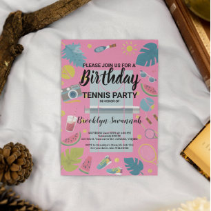 Summer Splash Birthday Tennis Party Postkarte
