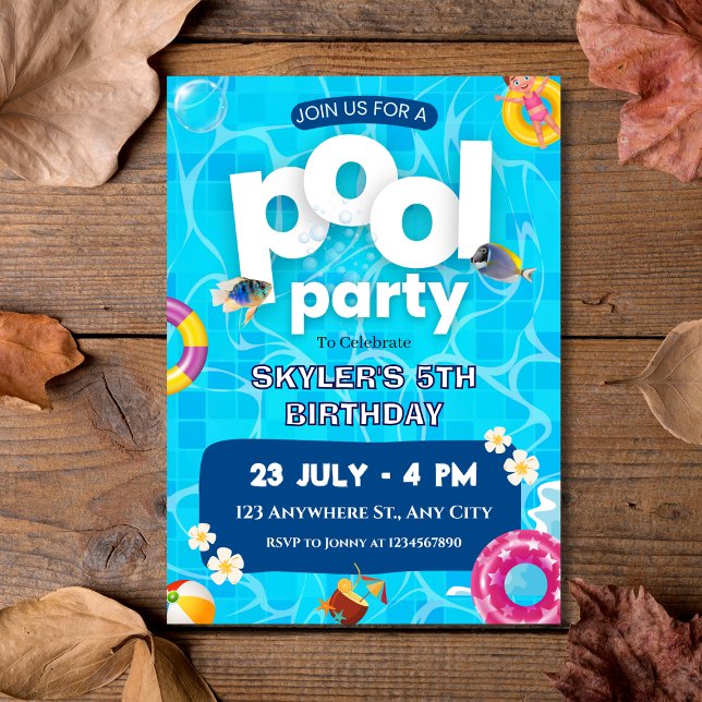 Summer Splash Kids Pool Party Geburtstag Einladung (Summer Splash Kids Pool Party Birthday Invitation
)